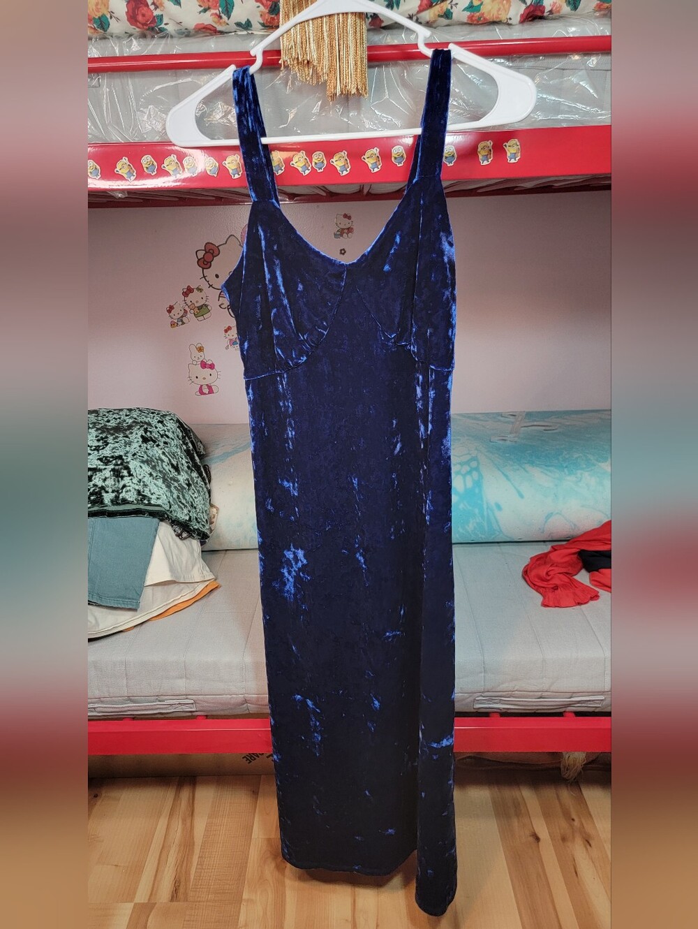 Jessica Simpson Navy Blue Velvet Midi Slip On Dress Size Small